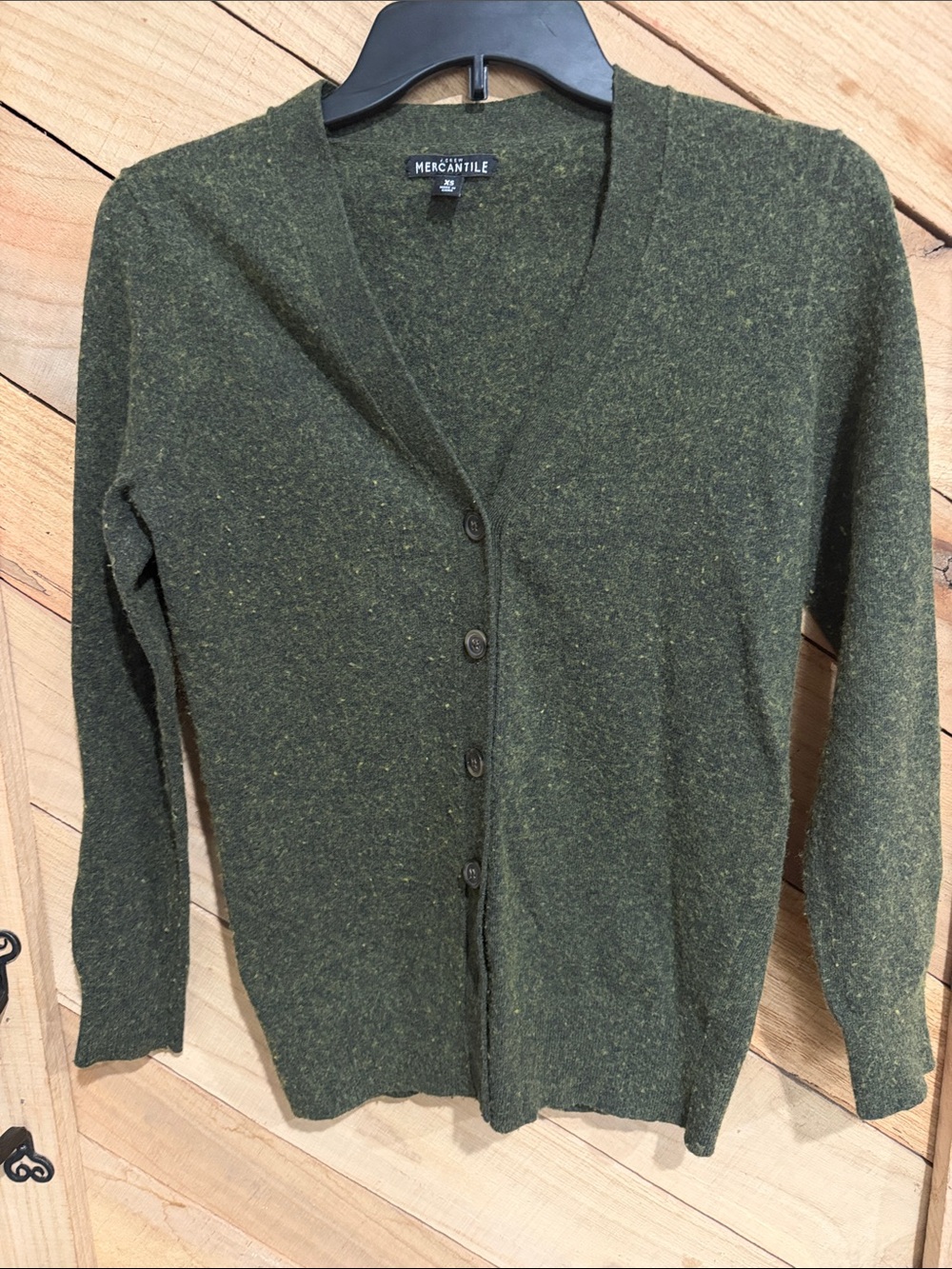 J. Crew Olive Green V-Neck Button Front Cardigan